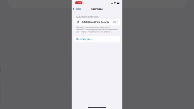 Enabling SafeToOpen phishing detection and protection for Safari on iOS devices.