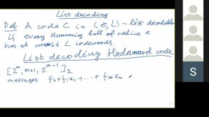 Error correcting codes. Lecture 9 (3.12.2020)