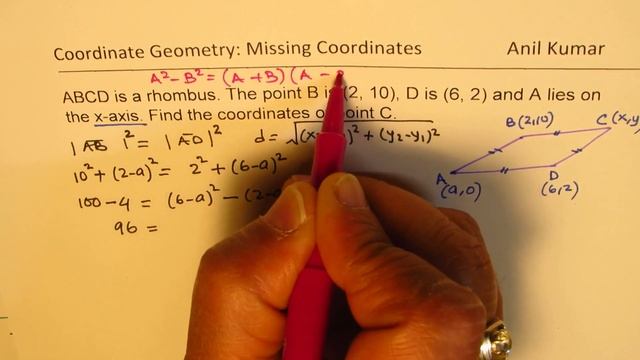 Find the Missing points on the Rhombus with Diagonal Vertices Given Coordinate Geometry MPM2D смотреть онлайн