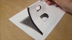 Drawing 3D Letter B - Trick Art on Paper with Graphite Pencils - Illusion for Kids & Adults