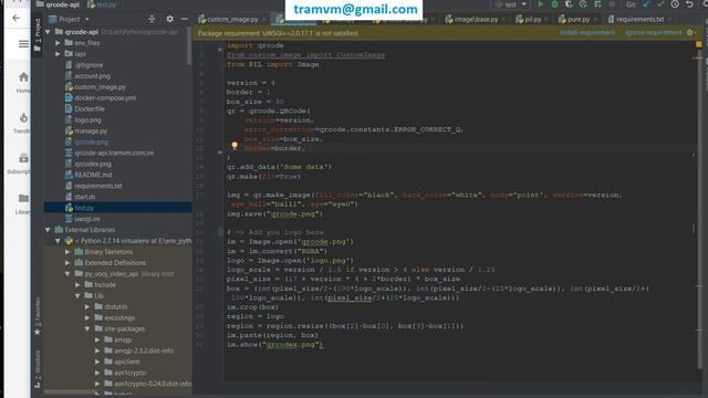 Python QR Code generator with embedded logo and different Pattern