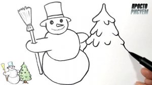 Как нарисовать СНЕГОВИКА и ЕЛКУ легко