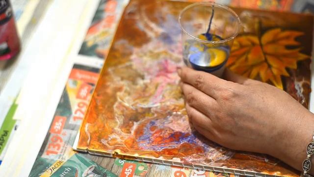 Заливка акрилом/ Акрил лак+гуашь+силикон . pouring acrylic смотреть онлайн