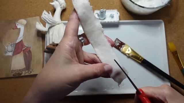 DIY Tutorial miniature spun cotton toy "Mrs. Goose" (Part 6). МК ватная игрушка " Гуся" (Часть 6)