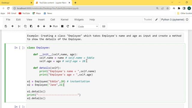 Python OOPS: __init__() constructor, default and parameterised constructor -3