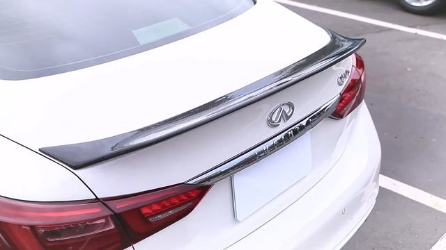 AeroBon Carbon Fiber Trunk Spoiler Wing Compatible with 2014-22 Infiniti Q50 Q50S Sedan (AR Style)