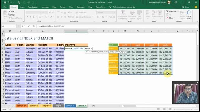 Excel : Index & Match Function– Real time example