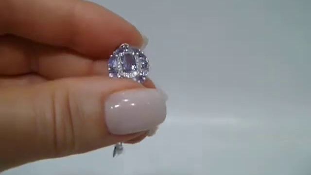 Кулон на цепочке с натуральными танзанитами Серебро 925 смотреть онлайн