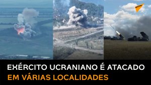 Sistemas Grad da coalizão russa bombardeiam soldados ucranianos escondidos em vegetação