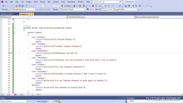 11-1. Debugging - Breakpoints and Code Stepping | C# Programming for Absolute Beginners