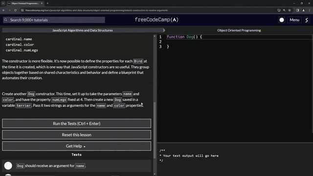 Extend Constructors to Receive Arguments | freeCodeCamp | Object Oriented Programming смотреть онлайн