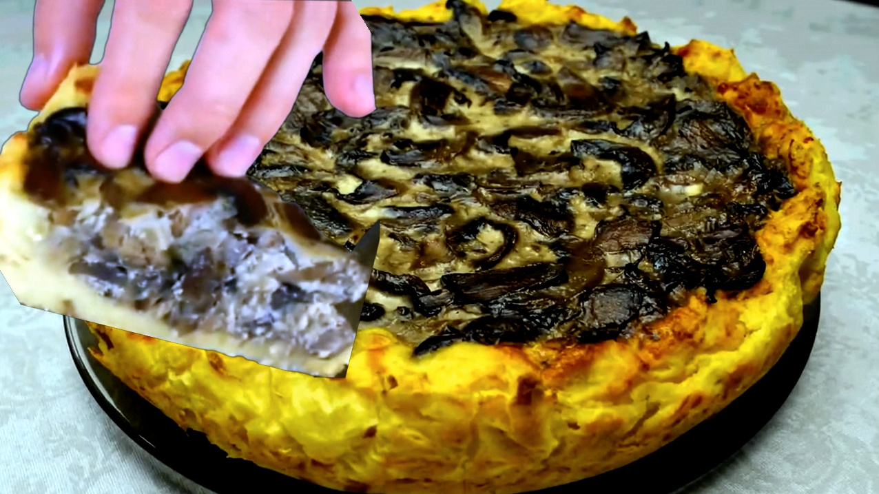 Пирог с грибами на картофельном тесте – вкусный бюджетный рецепт, 
к празднику!