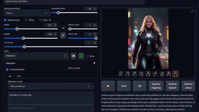 Spare Zeit mit After Detailer in Automatic 1111 mit Stable Diffusion. смотреть онлайн