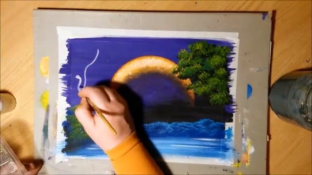 Рисунки гуашью поэтапно для начинающих видео уроки Сказочная ночь смотреть онлайн