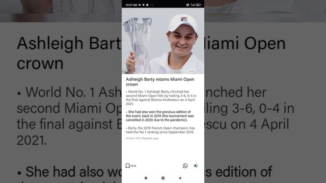 Ashleigh Barty retains Miami Open crown