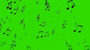 Футаж летающие ноты на зелёном фоне - хромакей
