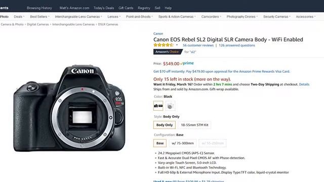 Canon EOS Rebel T100 DSLR Camera with 18-55mm f/3.5-5.6 Zoom Lens + 32GB Card, Tripod, Case смотреть онлайн