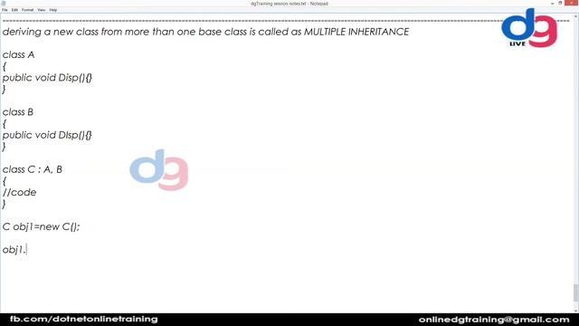 Why Multiple inheritance is not supported in C# | dgTraining смотреть онлайн