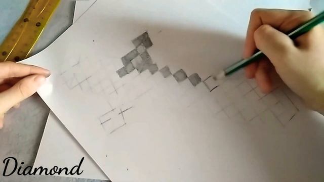 3D меч из майнкрафта рисуем карандашом