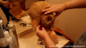 Вечерняя причёска с валиком за 3 минуты на средние волосы