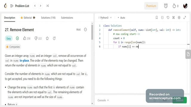 27. Remove Element смотреть онлайн