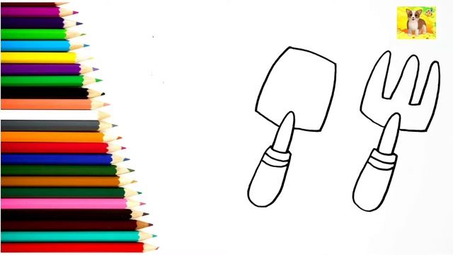 Как нарисовать Лопатка.Грабли..Просто рисовать.Раскраска#милые рисунки смотреть онлайн