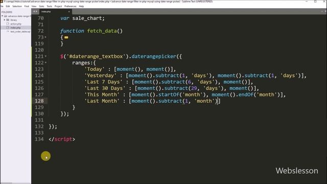 Date Range Filter in DataTables, Chart.js using Date Range Picker with PHP MySQL Ajax