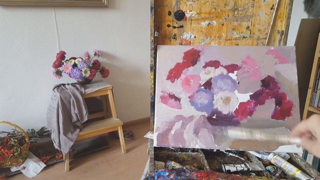 Видеоурок. Живопись маслом. Астры смотреть онлайн