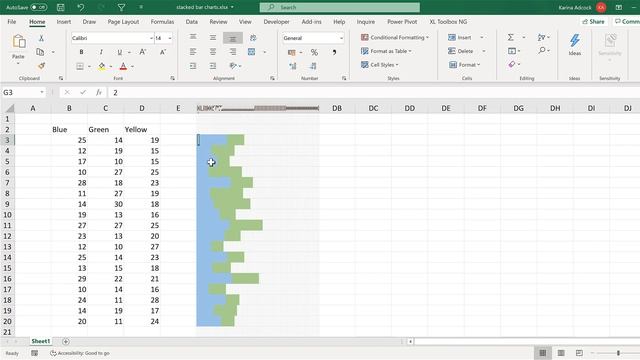 How to make in-cell stacked bar charts in excel