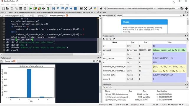 Day-97-100 #100DaysOfCode Thompson Sampling