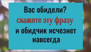 Вас обидели! Скажите эу фразу и обидчик исчезнет навсегда