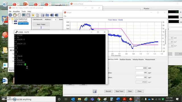 PuTTY RS232 ASCII command line Interface using Copley SER-USB-RJ11