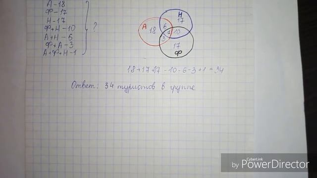 Решение задач с помощью кругов Эйлера. Задача 3 смотреть онлайн