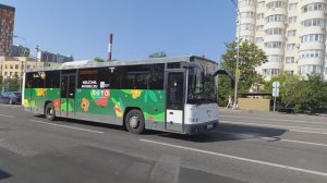 Автобус ЛиАЗ 5250 на маршруте 1095 проезжает мимо остановки Цариков Переулок (27.07.2024).