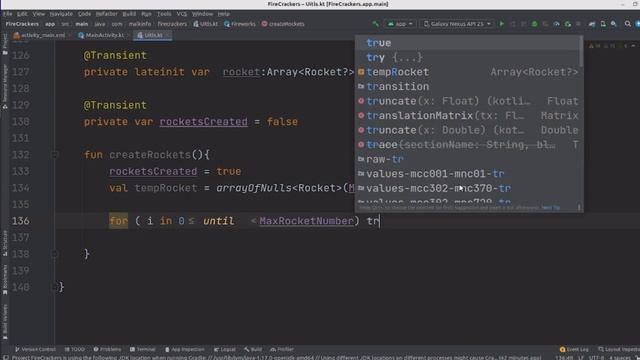 kotlin android how to create/make/imaplement Firecracker animation exampleIn android studio tutoria