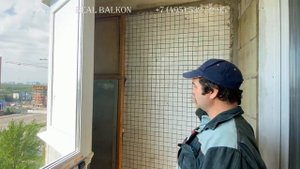 Остекление балкона в П-44 сапог, отделка под ключ, встроенный шкаф и трубочка.