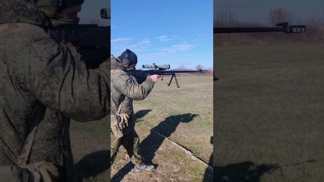 Стрельба с крупнокалиберной снайперской винтовки "Корд" с одной руки!!!