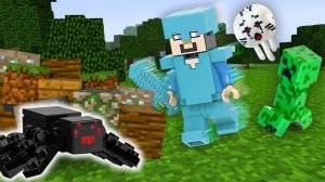 Видео обзор игры Minecraft - Стив Майнкрафт Лего против Гаста! – Выживание и игры битвы Майнкрафт