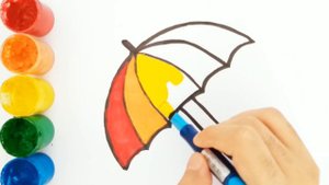 Learn Colors by Painting Umbrella, Coloring Pages for Kids | Rainbow Playground