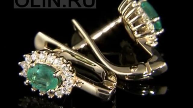Изумрудные серьги из золота