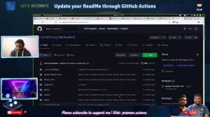 Update your Readme through GitHub Actions | Praveen Kumar Purushothaman | Kartikey Rawat