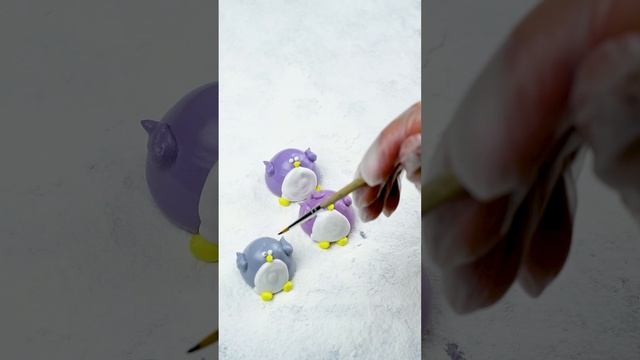 Пингвины из маршмеллоу, фиолетовые