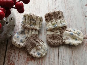 №268 Носочки на малыша от 0-3 мес спицами? Рассказываю как вязала #вязание