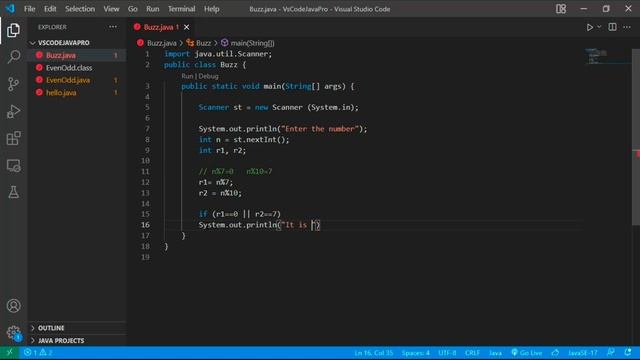Buzz number in Java| Logical Problems in Java| VS Code| Eclipse IDE