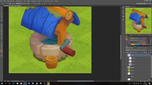 Casual game art: isometric water well (blender and photoshop) смотреть онлайн