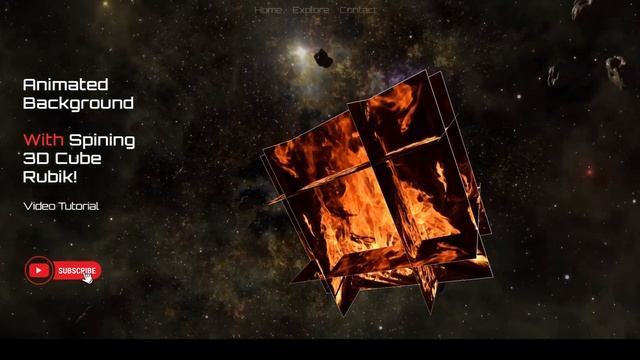 Full Screen Video Background with 3D Cube Rubik | HTML CSS JavaScript