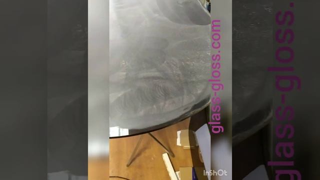 полировка стеклянного стола, перед новым годом ?))! Полировальной системой Glass Gloss.