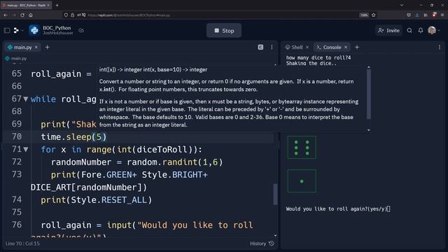 Beginner Python  - Using Time (Dice Roller Game Tutorial)