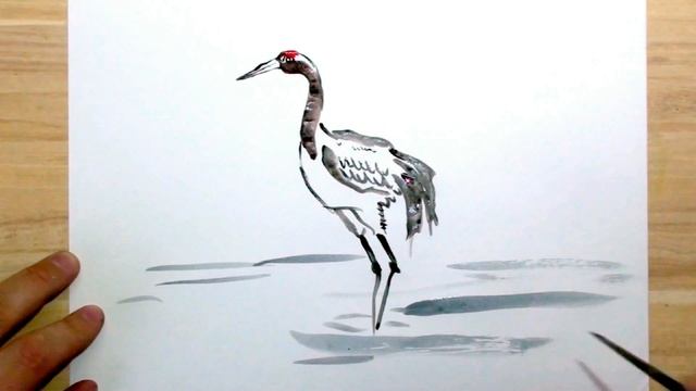 КАК НАРИСОВАТЬ ЖУРАВЛЯ. How to draw crane.