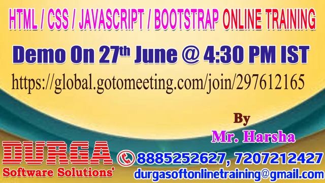 Html CSS JavaScript Online Training by Harsha sir